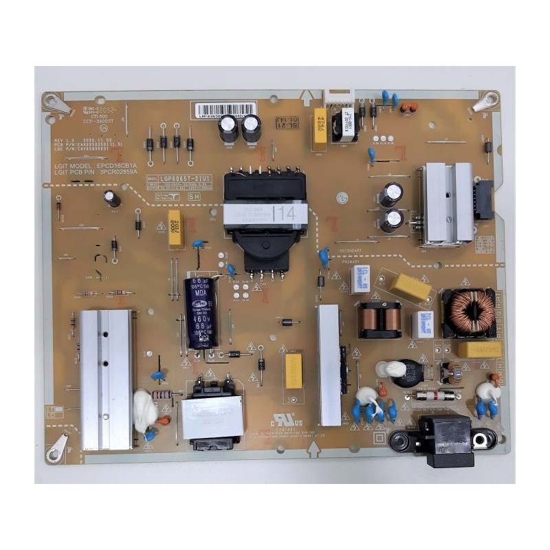 FUENTE ALIMENTACION EAX69502501 (1.5) / EAY65895631 / LGP6065T - 21U1 (LG 65UP77006LB)
